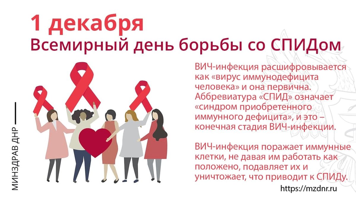 1 декабря – Всемирный день борьбы со СПИДом 1 декабря – Всемирный день борьбы со СПИДом