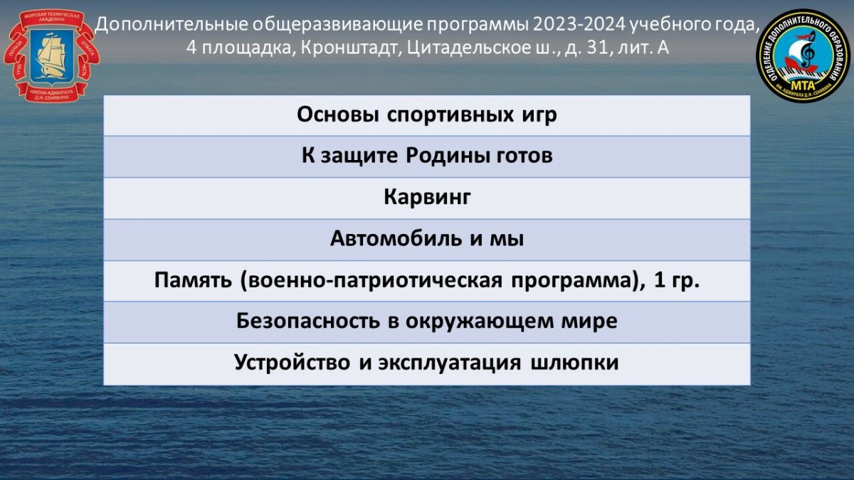 Перечень программ дополнительного образования